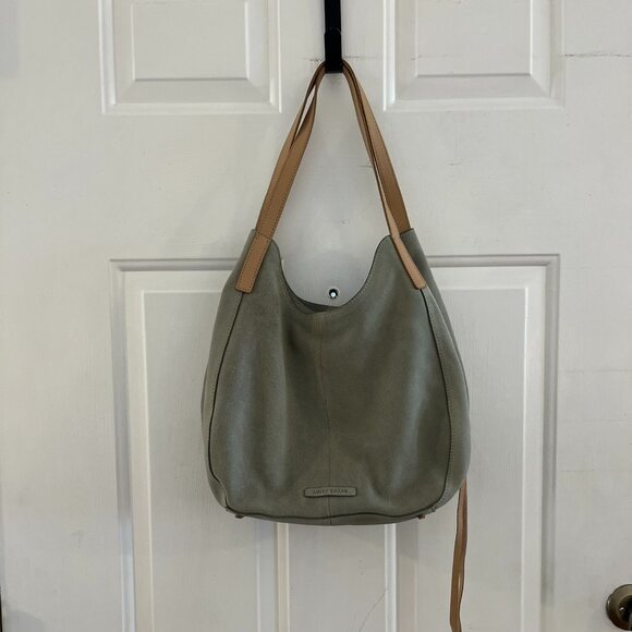 Lucky Brand Idah Seagrass Green Suede Slouchy Leather Hobo Hippie Bag